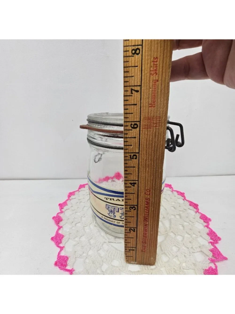 Vintage Tradewind Importers Tea Glass Canister Jar Wire Bail Clamp Lid 6